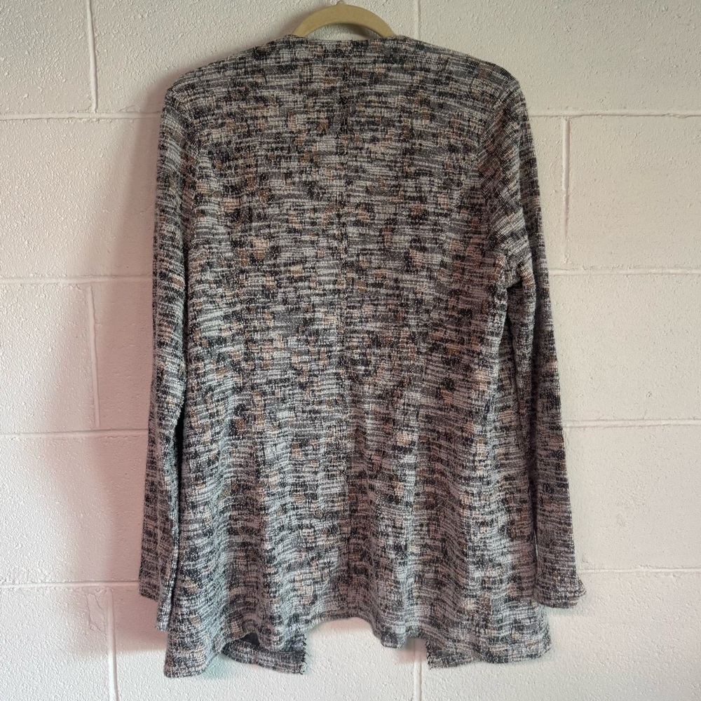 Anthropologie Dolan Leopard Longline Tweed Zip up Jacket Fringe Whimsical Size L - Picture 9 of 11